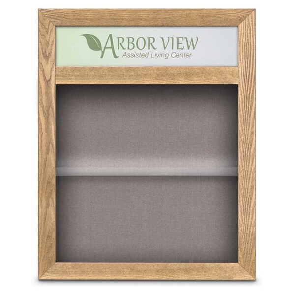 Outdoor Enclosed Combo Board, 42"x32", Satin Frame/Black Porc & Buff